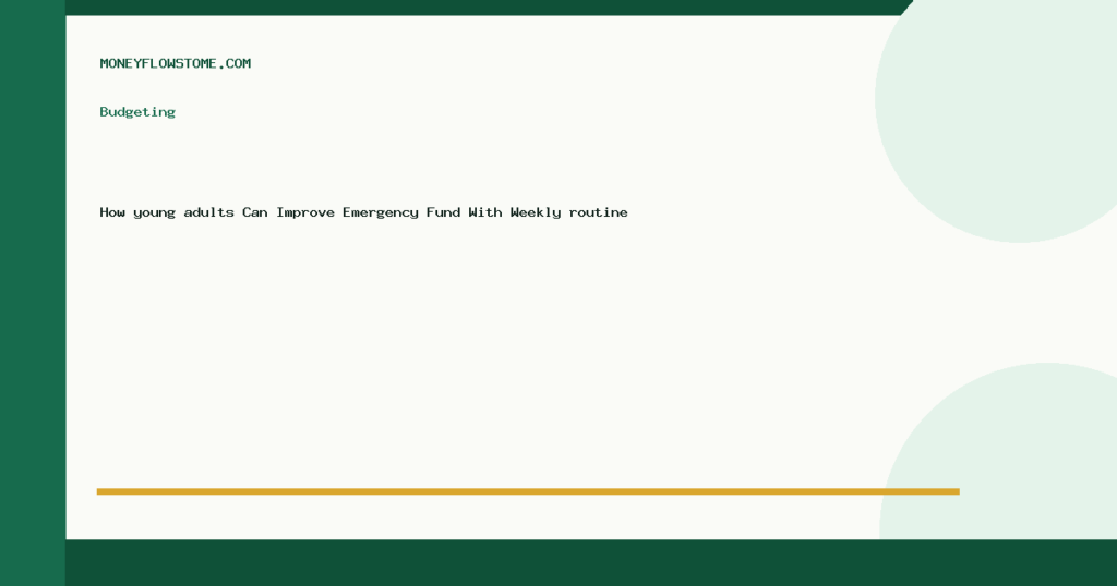 How young adults Can Improve Emergency Fund With Weekly routine — Budgeting